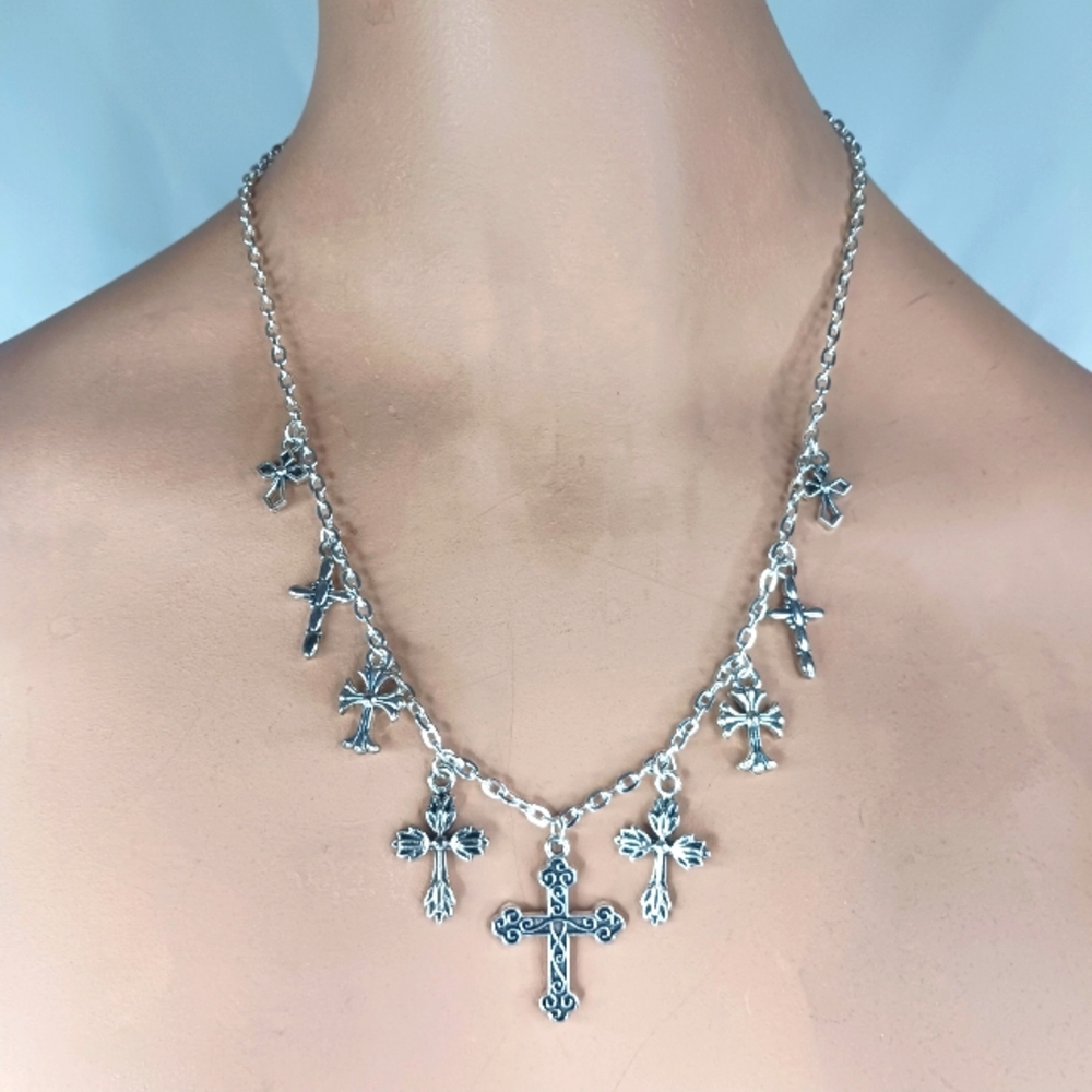 Silver Cross Pendant Necklace.